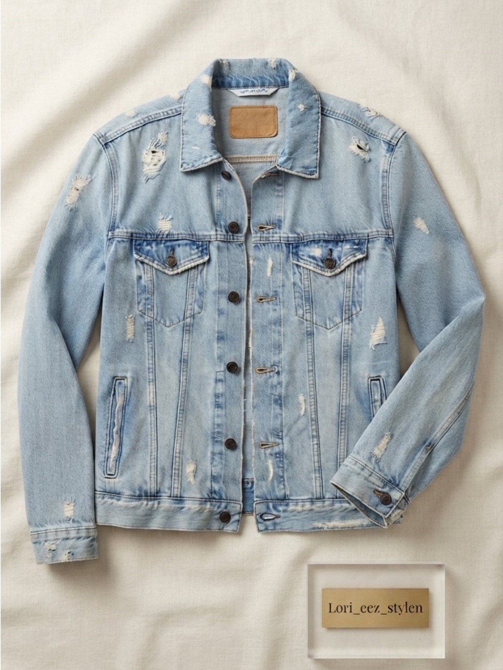 Zara Light Blue Distressed Denim Jacket